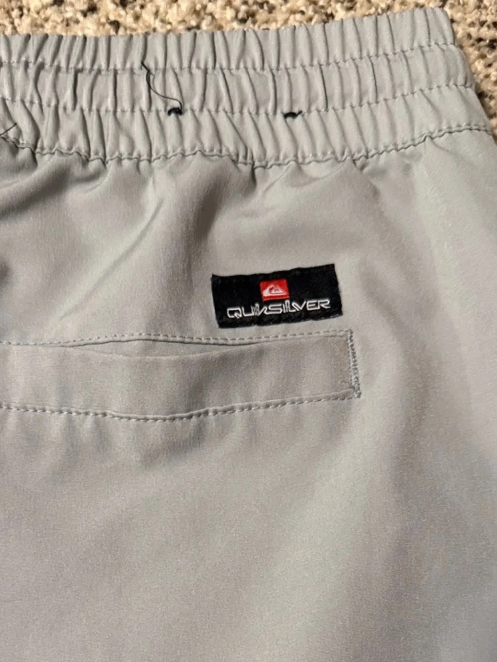 Quiksilver Light Gray Men's Elastic Waist Hybrid Shorts with Black Drawstring